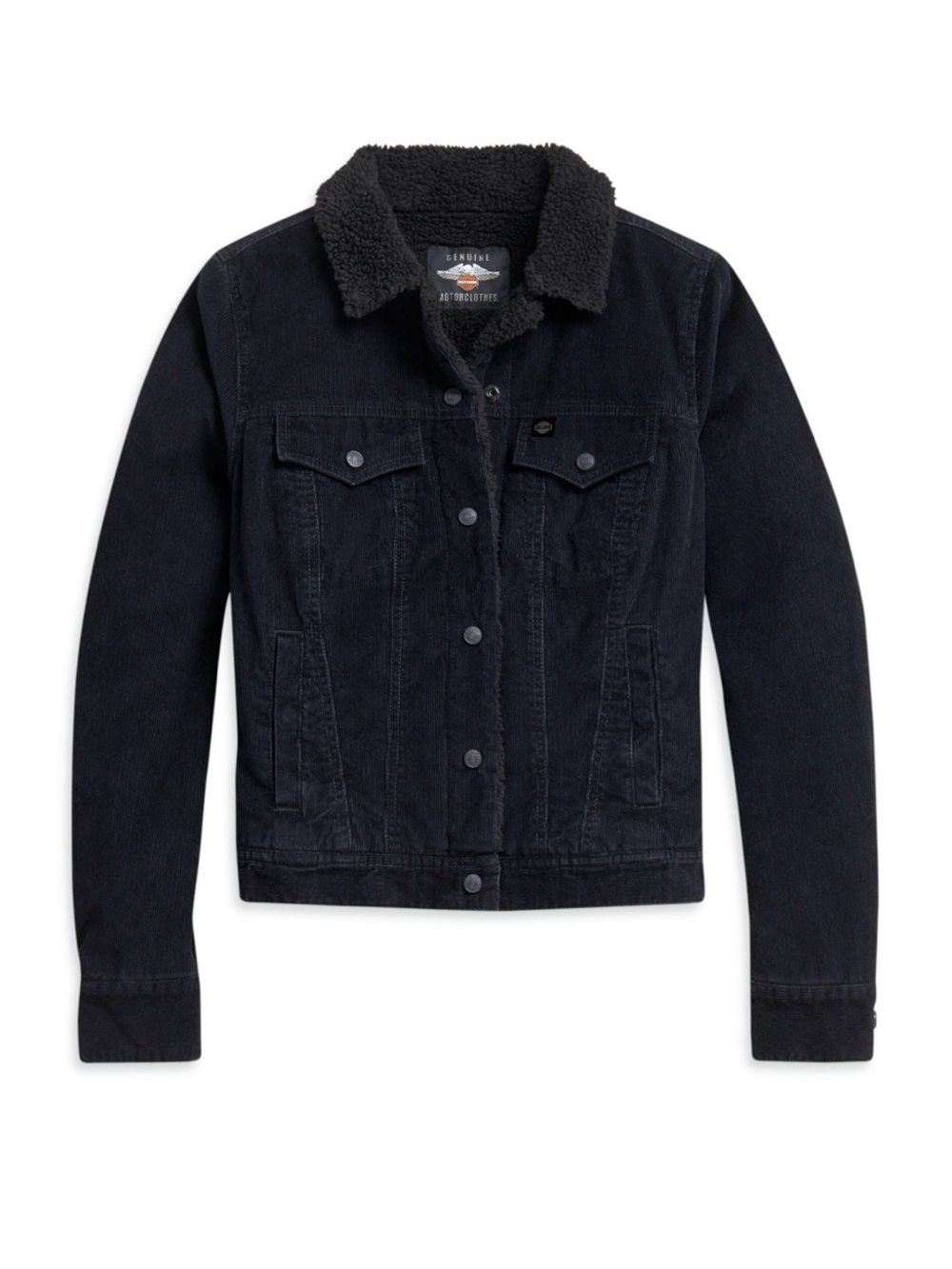 Women's Black Sherpa-Lined Corduroy Jacket